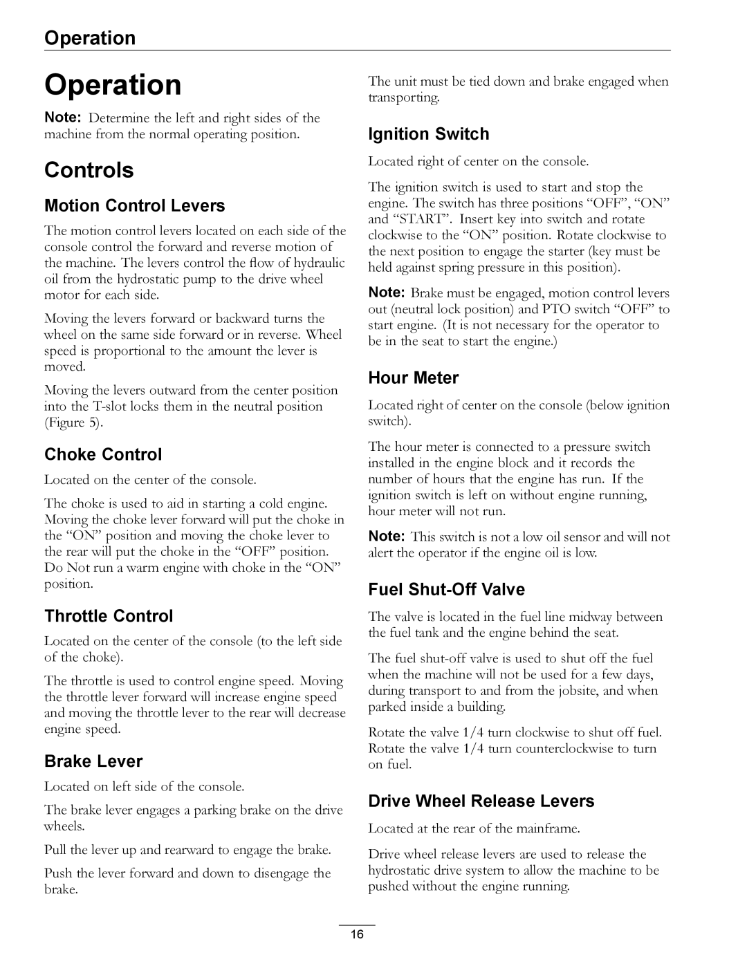 Exmark Phazer manual Operation, Controls 