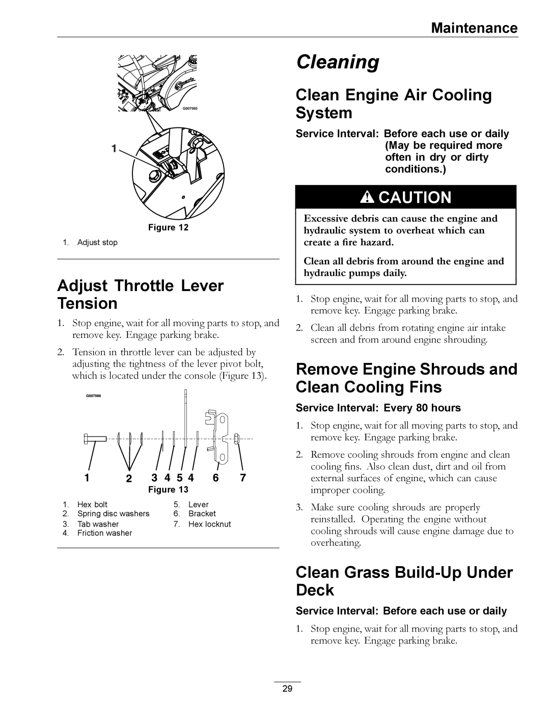 Exmark Phazer Adjust Throttle Lever Tension, Clean Engine Air Cooling System, Remove Engine Shrouds and Clean Cooling Fins 