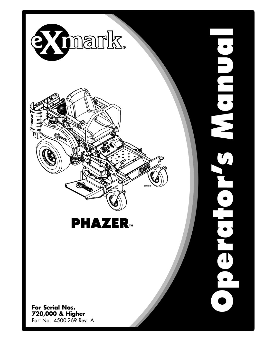 Exmark Phazer manual For Serial Nos 720,000 & Higher 