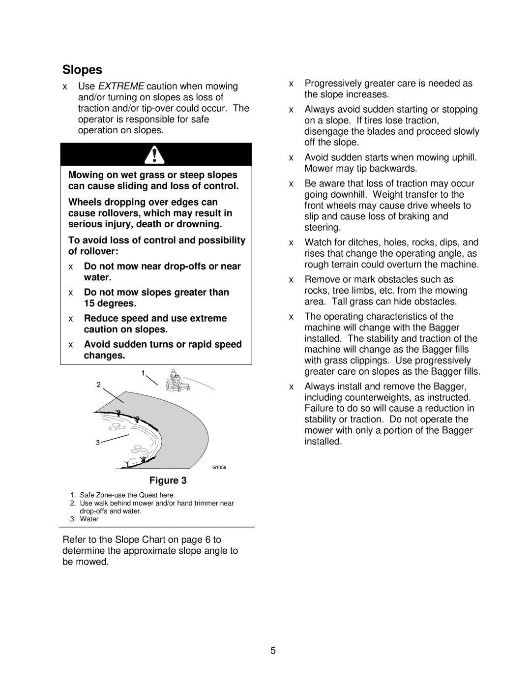 Exmark Quest Bagger manual Slopes 