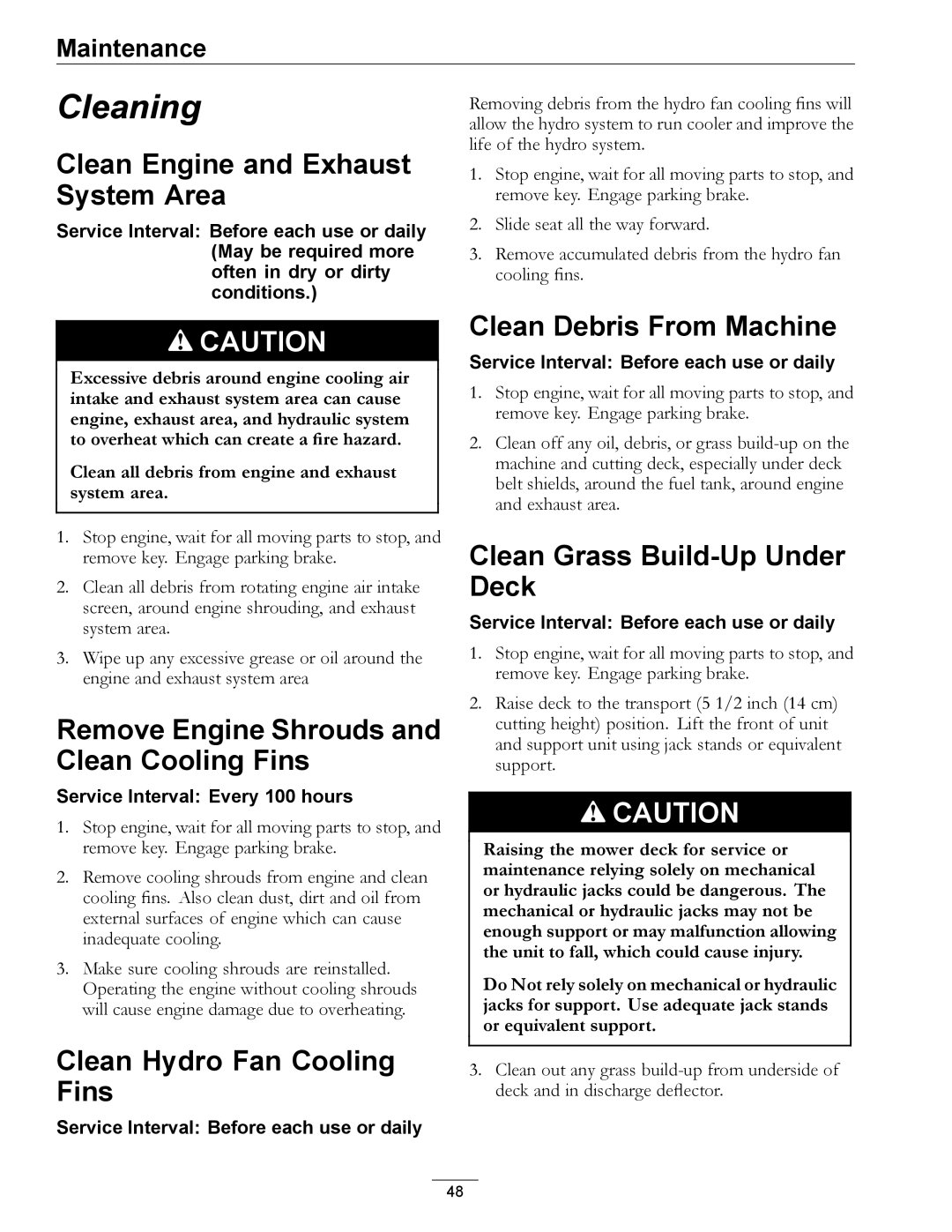 Exmark Series X manual Clean Engine and Exhaust System Area, Remove Engine Shrouds and Clean Cooling Fins 