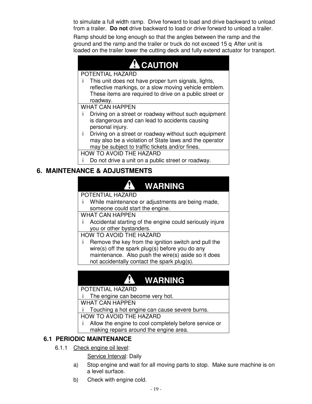 Exmark TR23KC manual Maintenance & Adjustments, Periodic Maintenance 