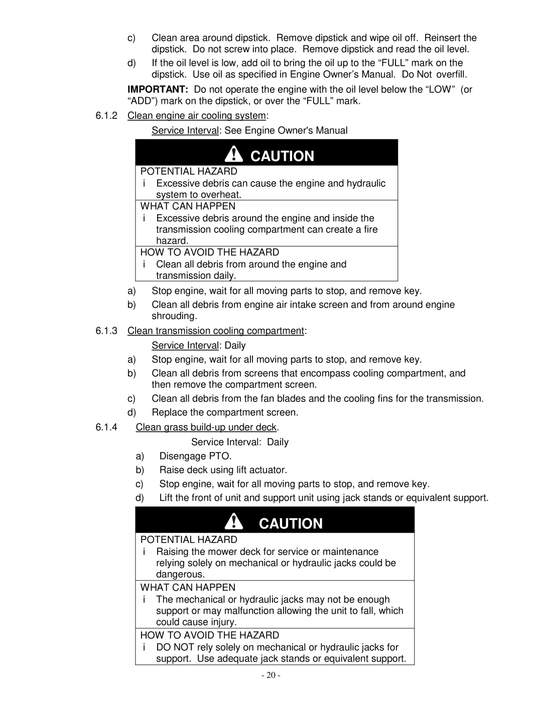 Exmark TR23KC manual Service Interval Daily 