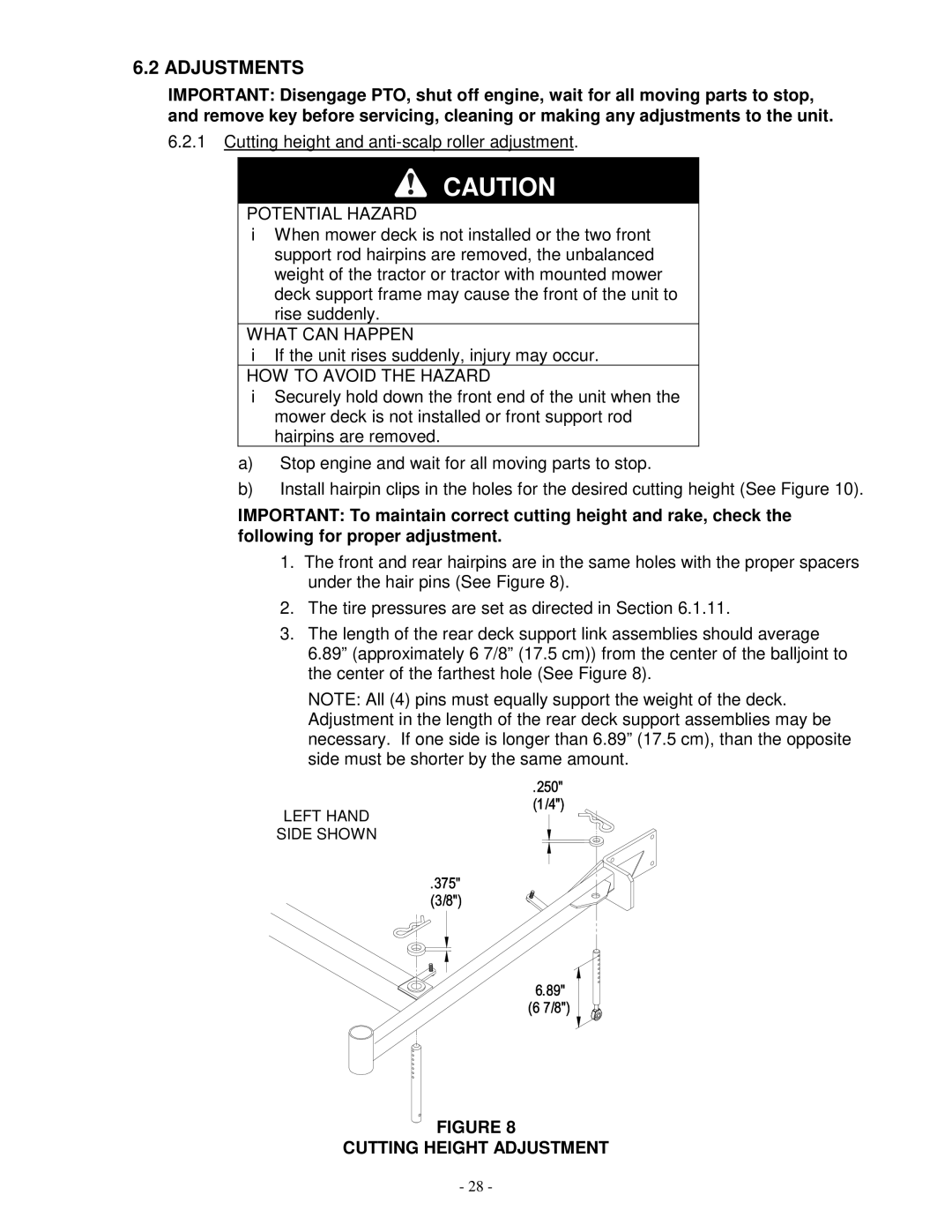 Exmark TR23KC manual Adjustments, Cutting Height Adjustment 