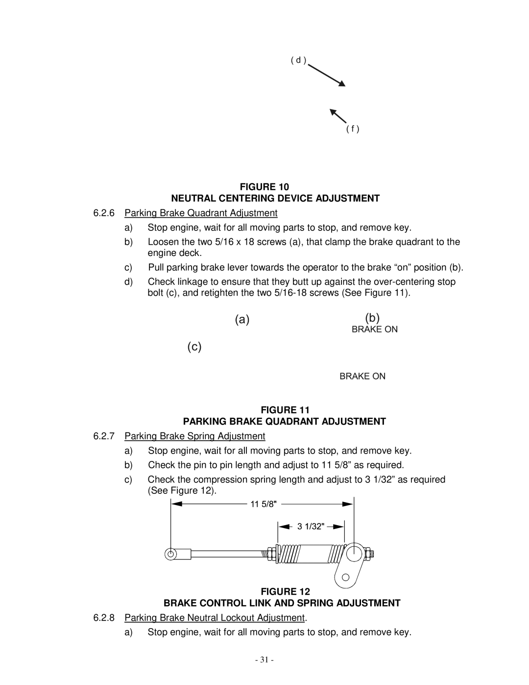 Exmark TR23KC manual Neutral Centering Device Adjustment, Parking Brake Quadrant Adjustment 