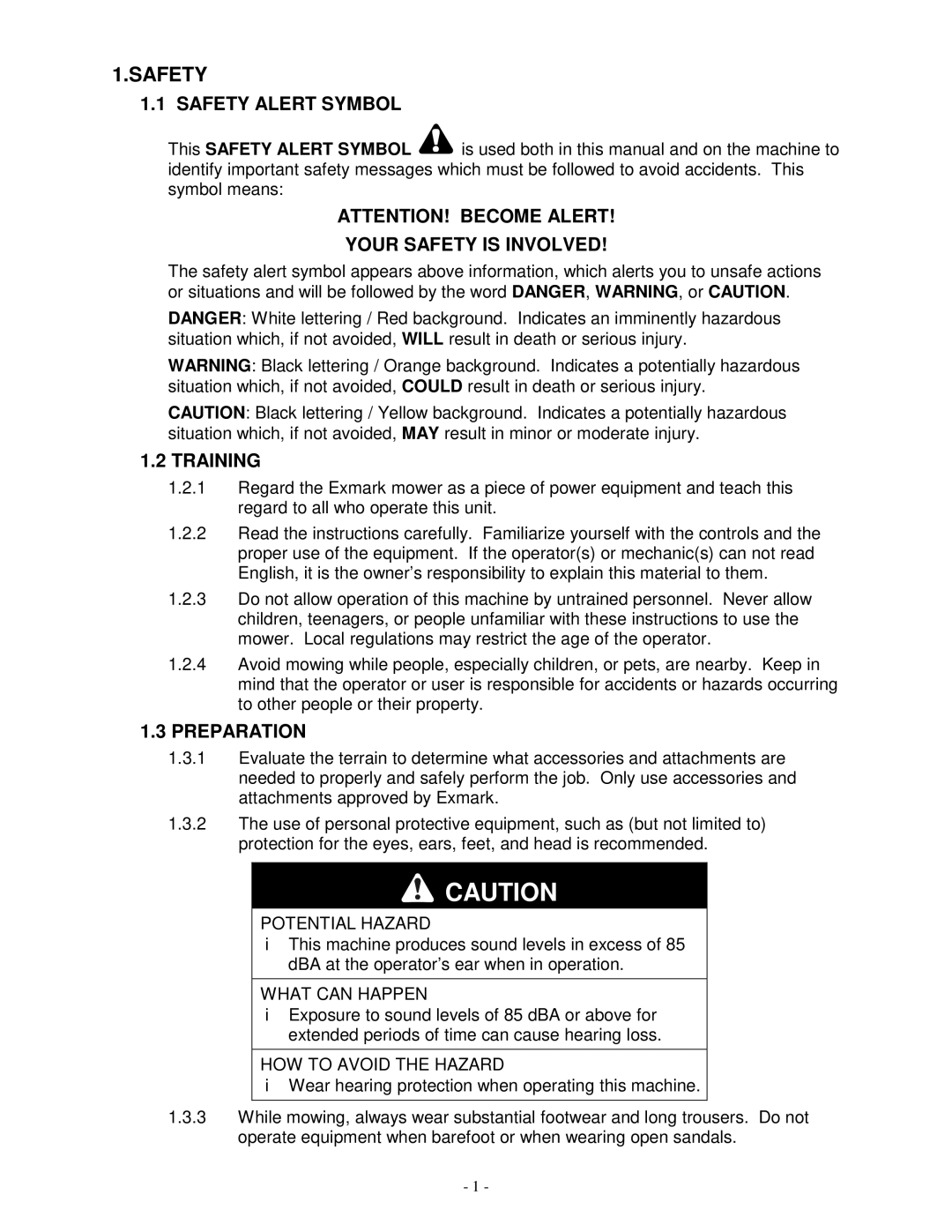 Exmark TR23KC manual Safety Alert Symbol, Your Safety is Involved, Training, Preparation 