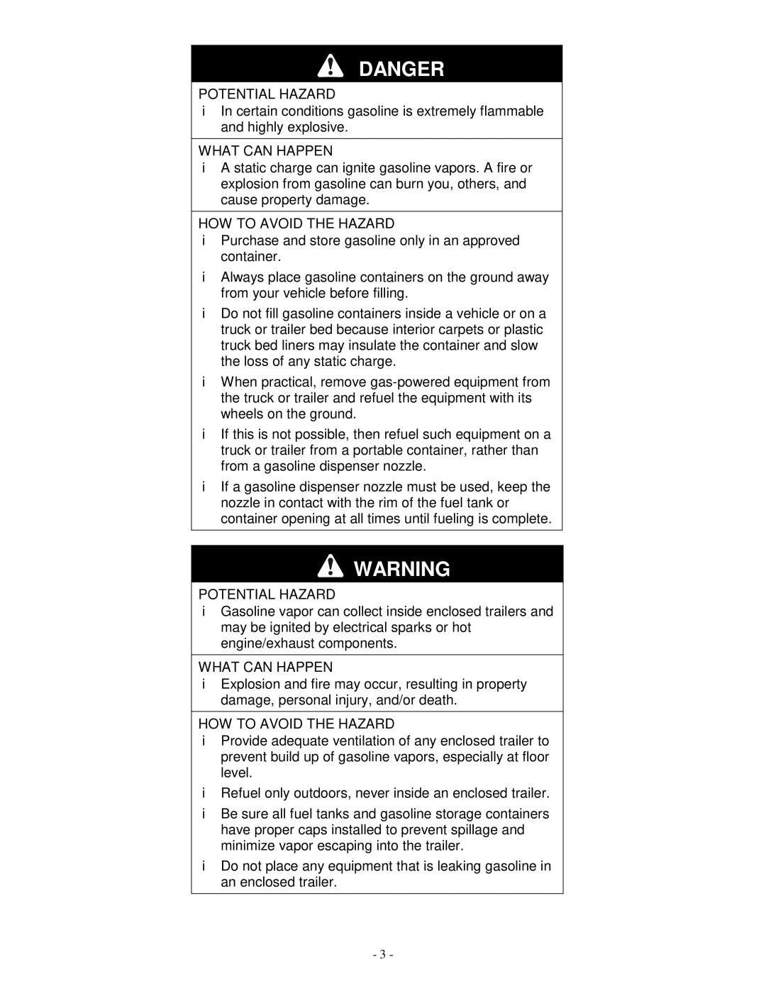 Exmark TR23KC manual Potential Hazard 