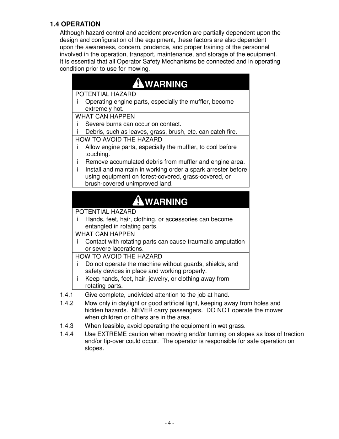 Exmark TR23KC manual Operation 