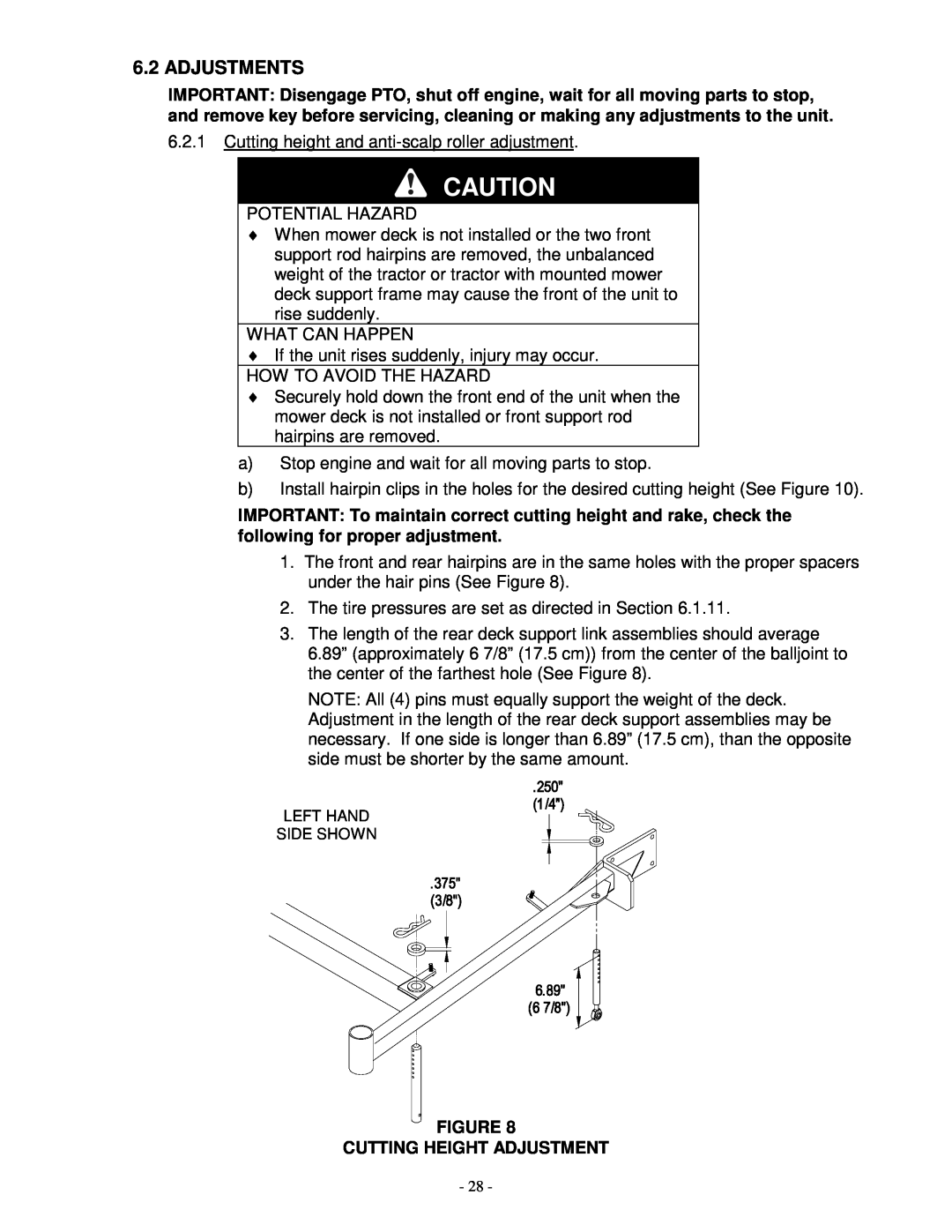 Exmark TR23KC manual Adjustments, Figure Cutting Height Adjustment 