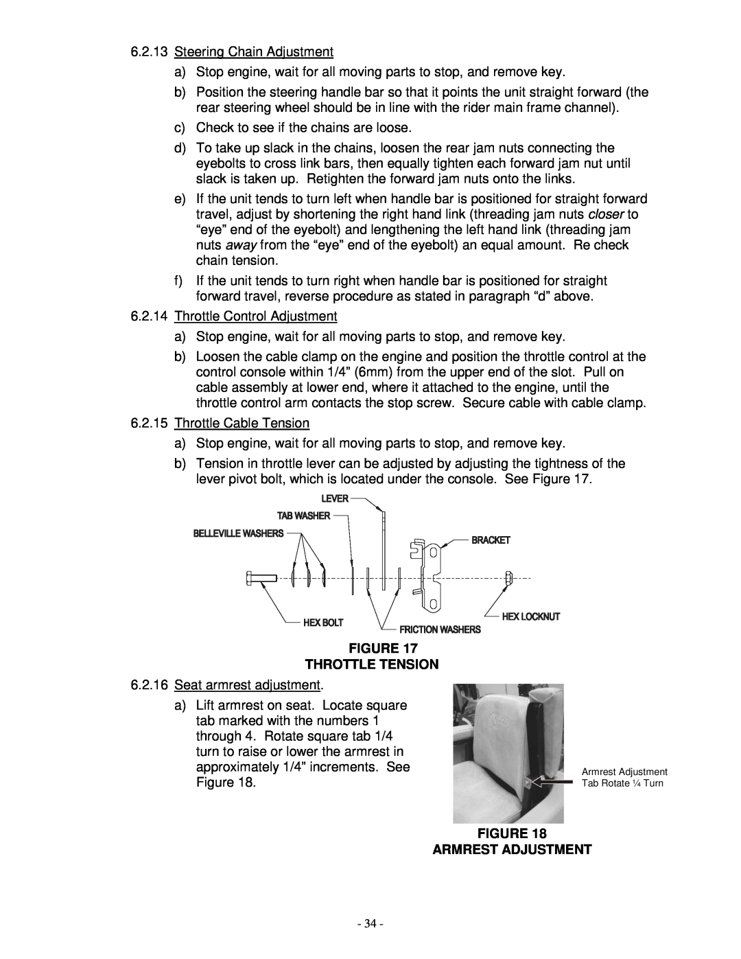 Exmark TR23KC manual Figure Throttle Tension, Figure Armrest Adjustment 