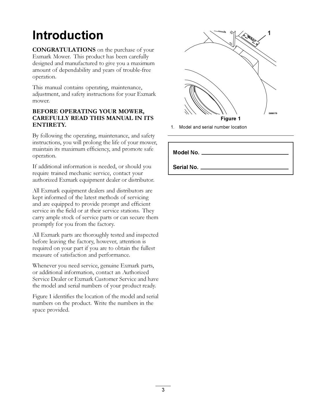 Exmark TT23KAE, TT20KCE manual Introduction 