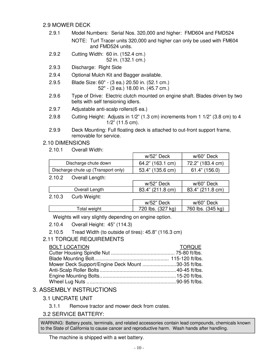 Exmark TT23KAC, TT23KCC, TT20KCC manual Assembly Instructions 