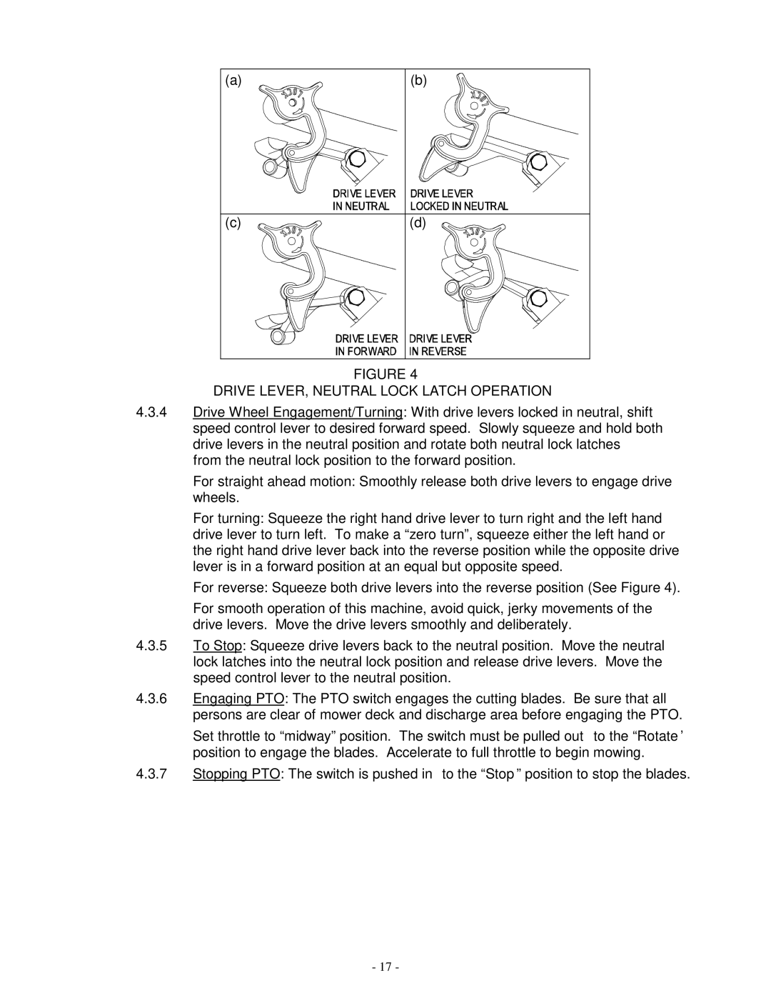 Exmark TT23KCC, TT23KAC, TT20KCC manual Drive LEVER, Neutral Lock Latch Operation 