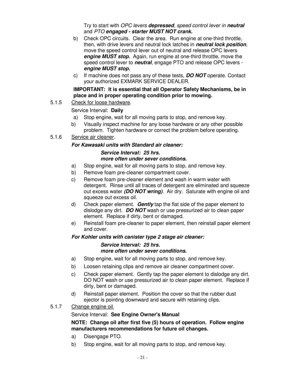 Exmark TT20KCC, TT23KAC, TT23KCC manual 