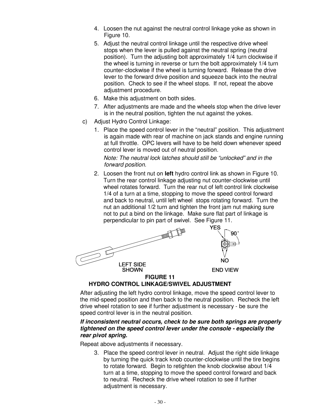 Exmark TT20KCC, TT23KAC, TT23KCC manual Hydro Control LINKAGE/SWIVEL Adjustment 