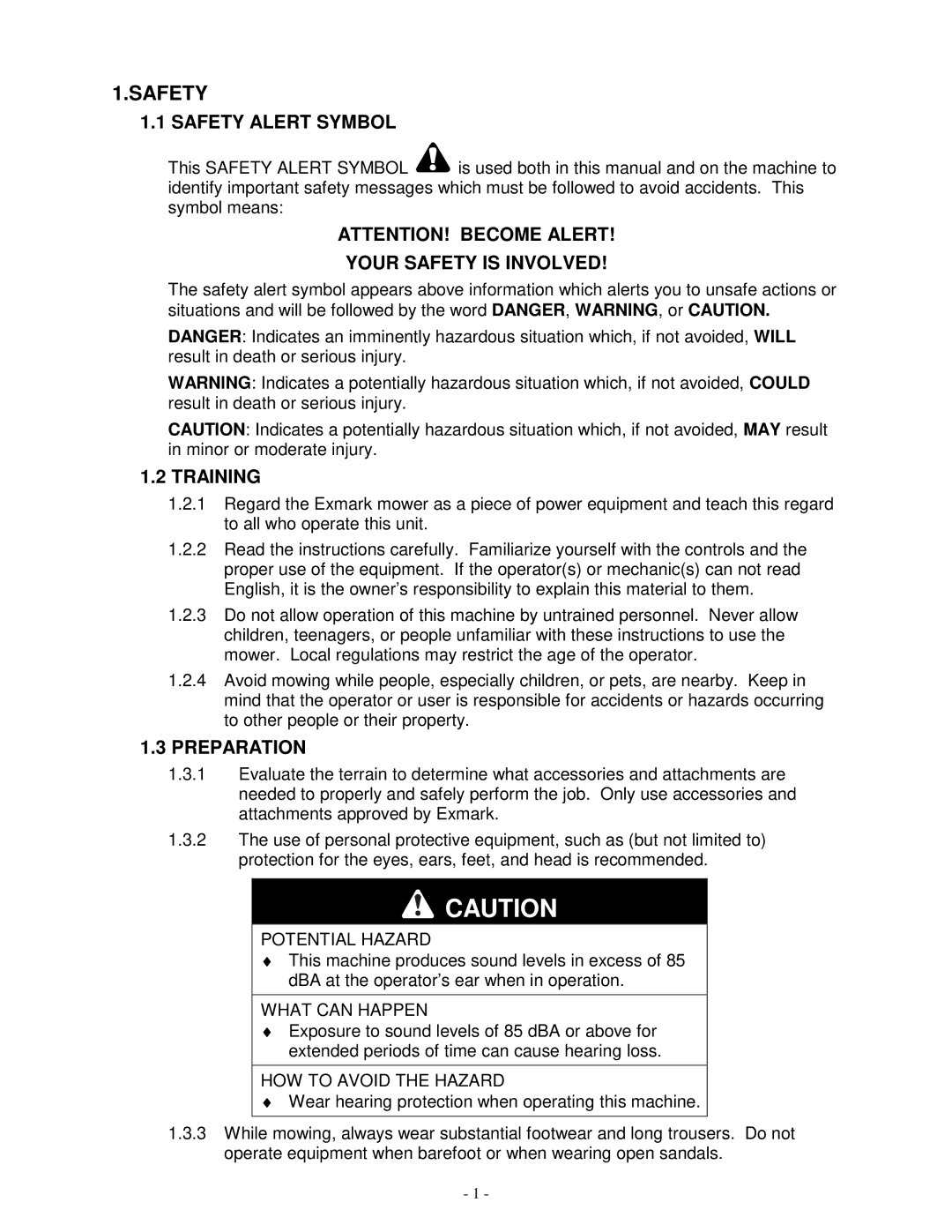 Exmark TT23KAC, TT23KCC, TT20KCC manual Safety Alert Symbol, Your Safety is Involved, Training, Preparation 