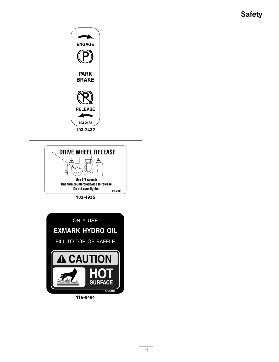 Exmark TT23KAEP manual 103-2432 103-4935 116-0404 