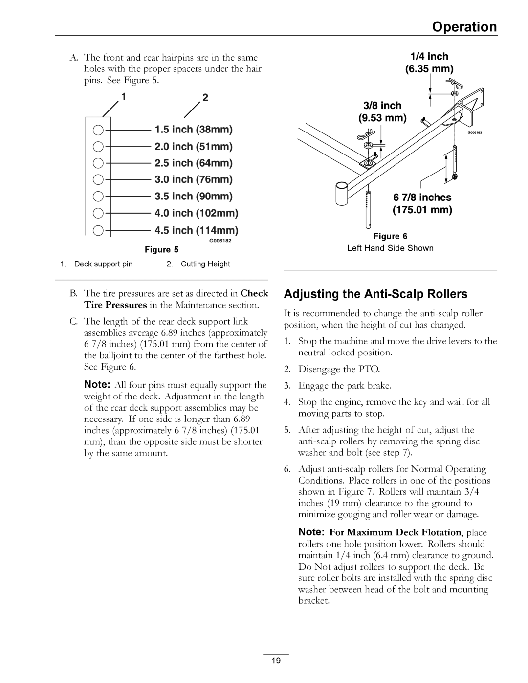 Exmark TT23KAEP manual Adjusting the Anti-Scalp Rollers 