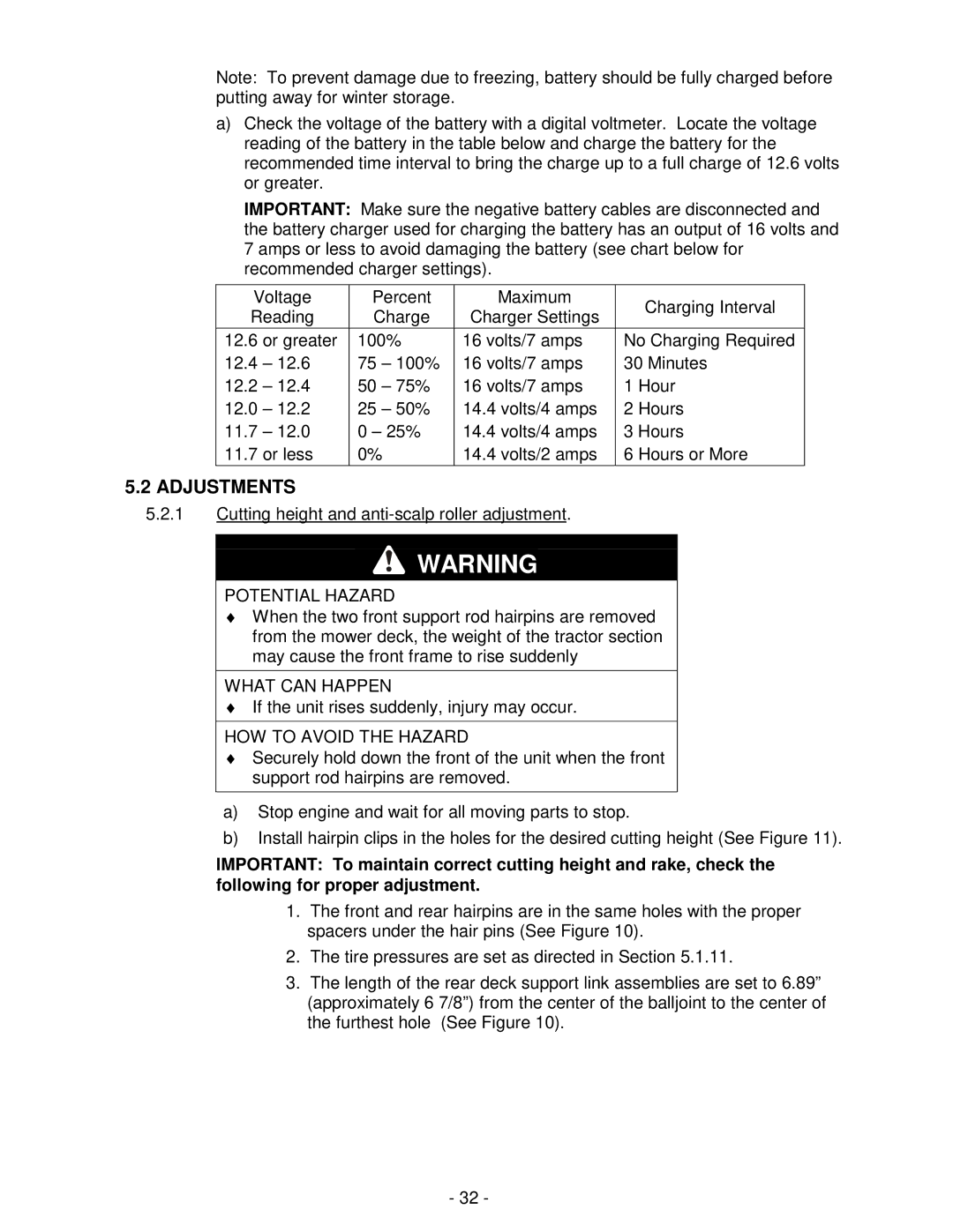 Exmark TT3615KAC, TT4817KAEC, TT4817KAC, TT5217KAC, TT5217KAEC manual Adjustments 