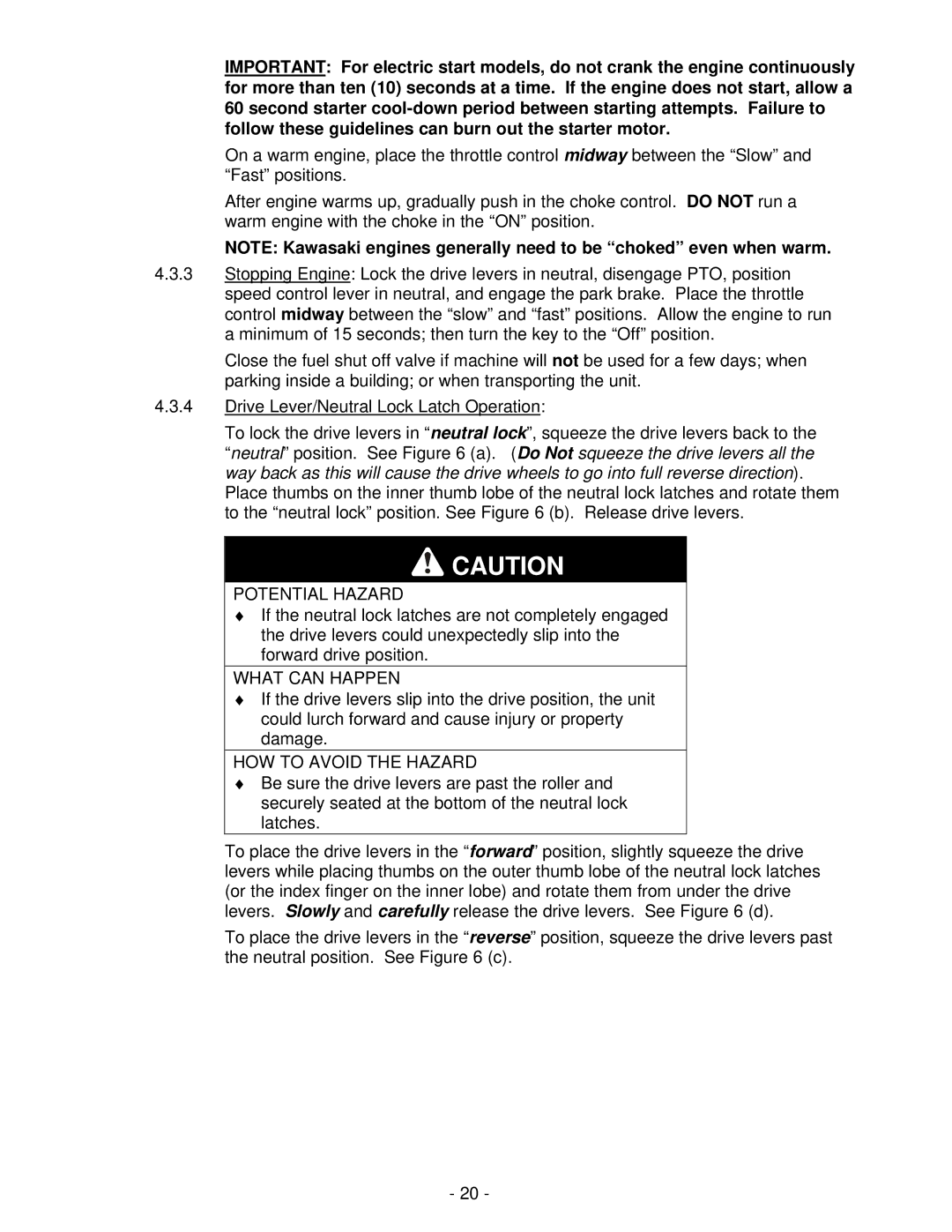 Exmark Turf Tracer HP manual Potential Hazard 