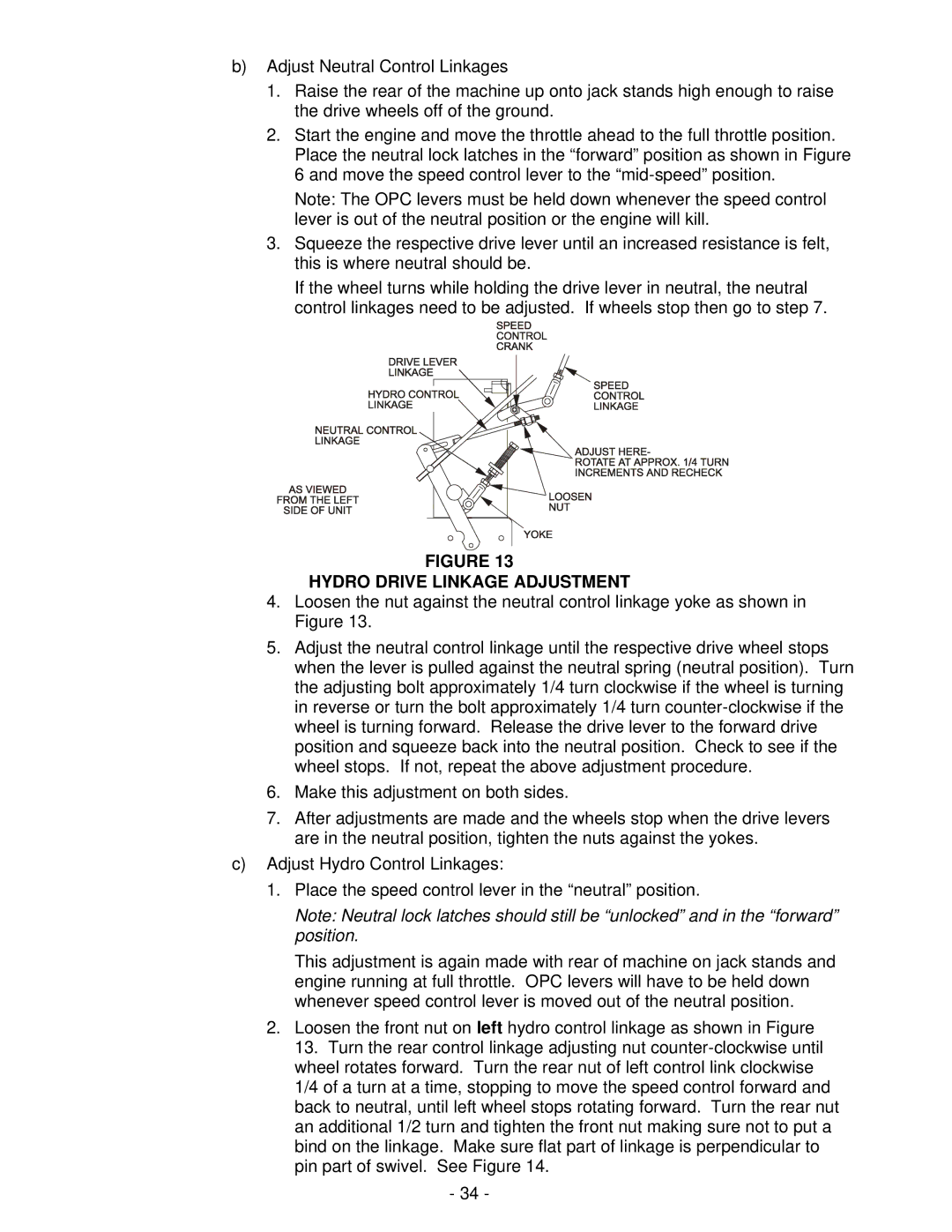 Exmark Turf Tracer HP manual Hydro Drive Linkage Adjustment 