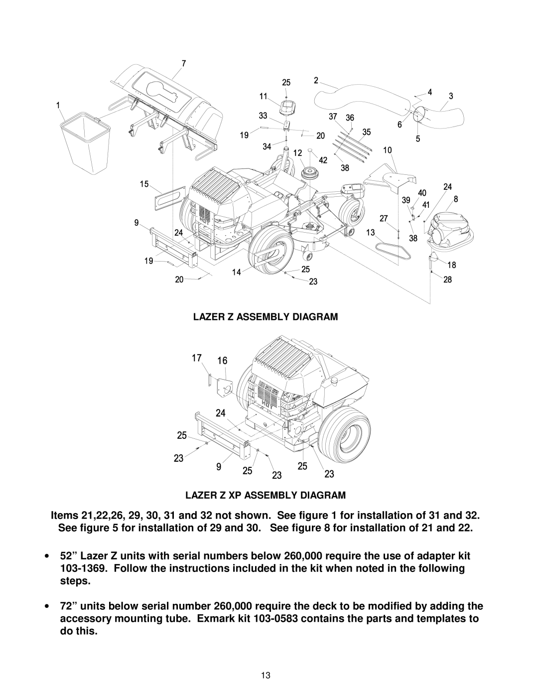 Exmark Ultra Vac manual Lazer Z Assembly Diagram Lazer Z XP Assembly Diagram 