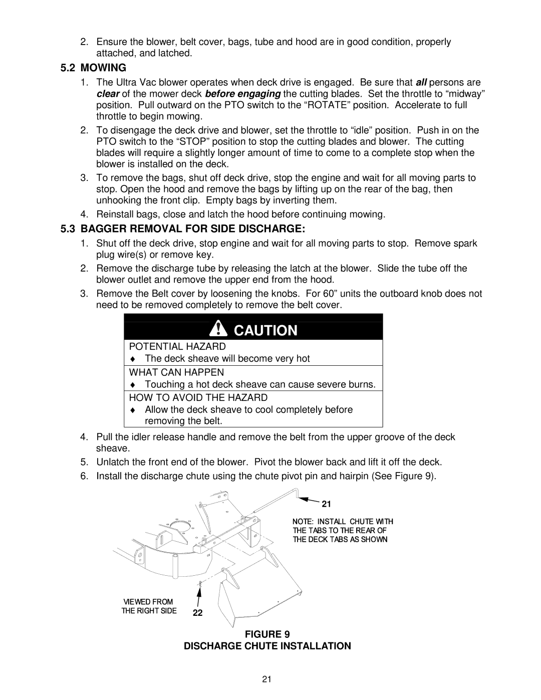 Exmark Ultra Vac manual Mowing, Bagger Removal for Side Discharge 