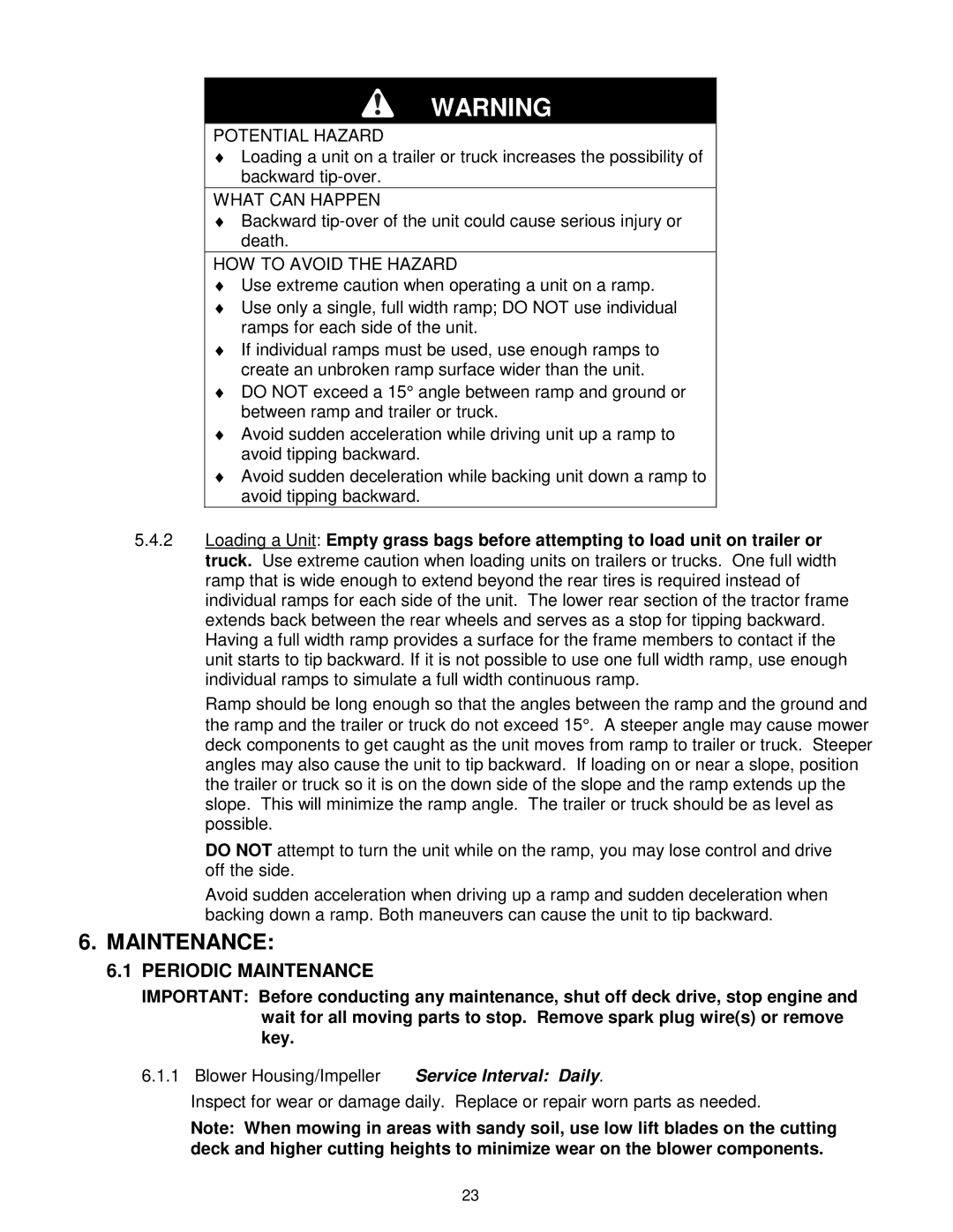 Exmark Ultra Vac manual Periodic Maintenance 