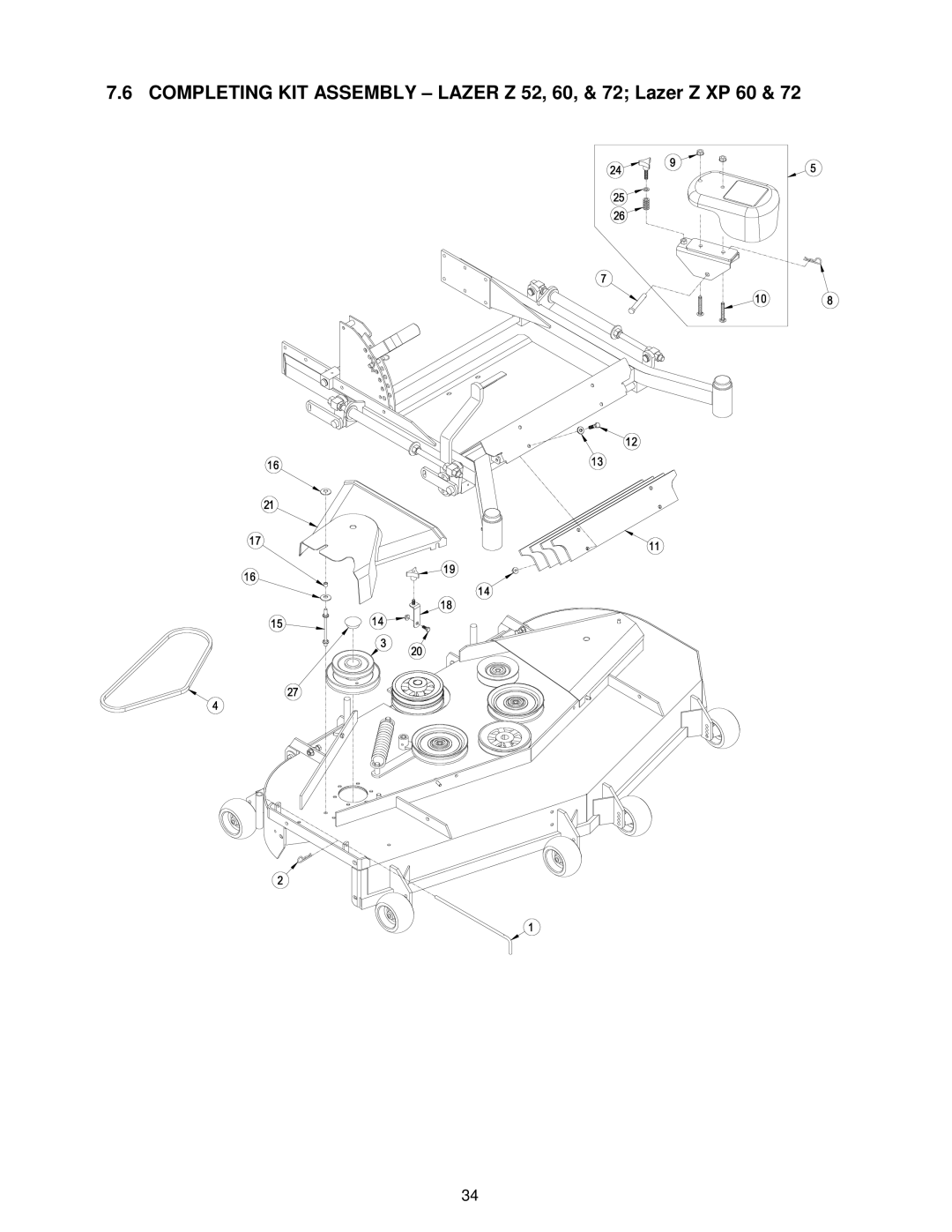 Exmark Ultra Vac manual Completing KIT Assembly Lazer Z 52, 60, & 72 Lazer Z XP 60 