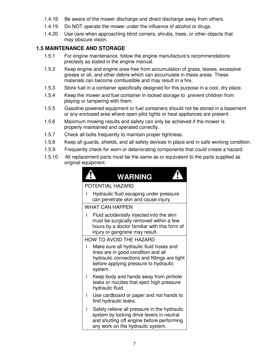 Exmark VH15KA483, VH15KA362 manual Maintenance and Storage 