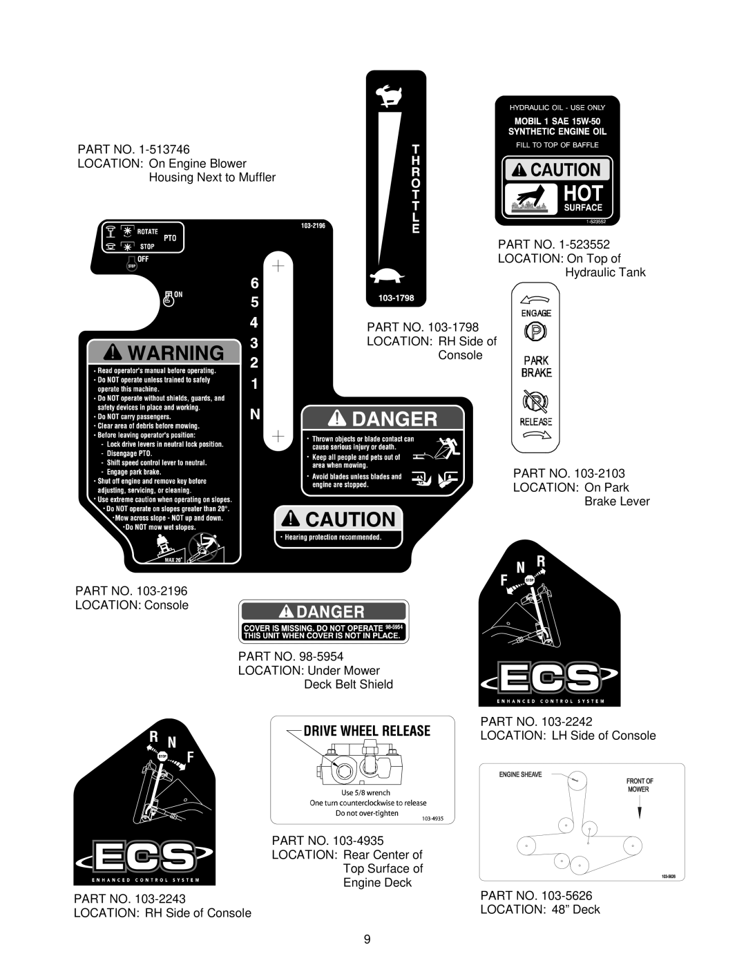 Exmark VH15KA483, VH15KA362 manual 