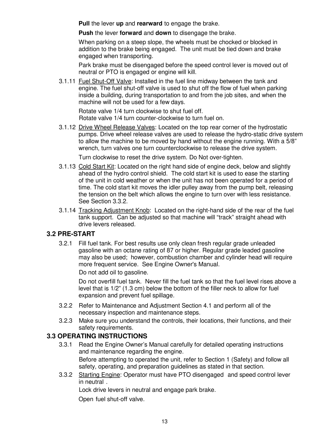 Exmark VH15KA483, VH15KA362 manual Pre-Start, Operating Instructions 