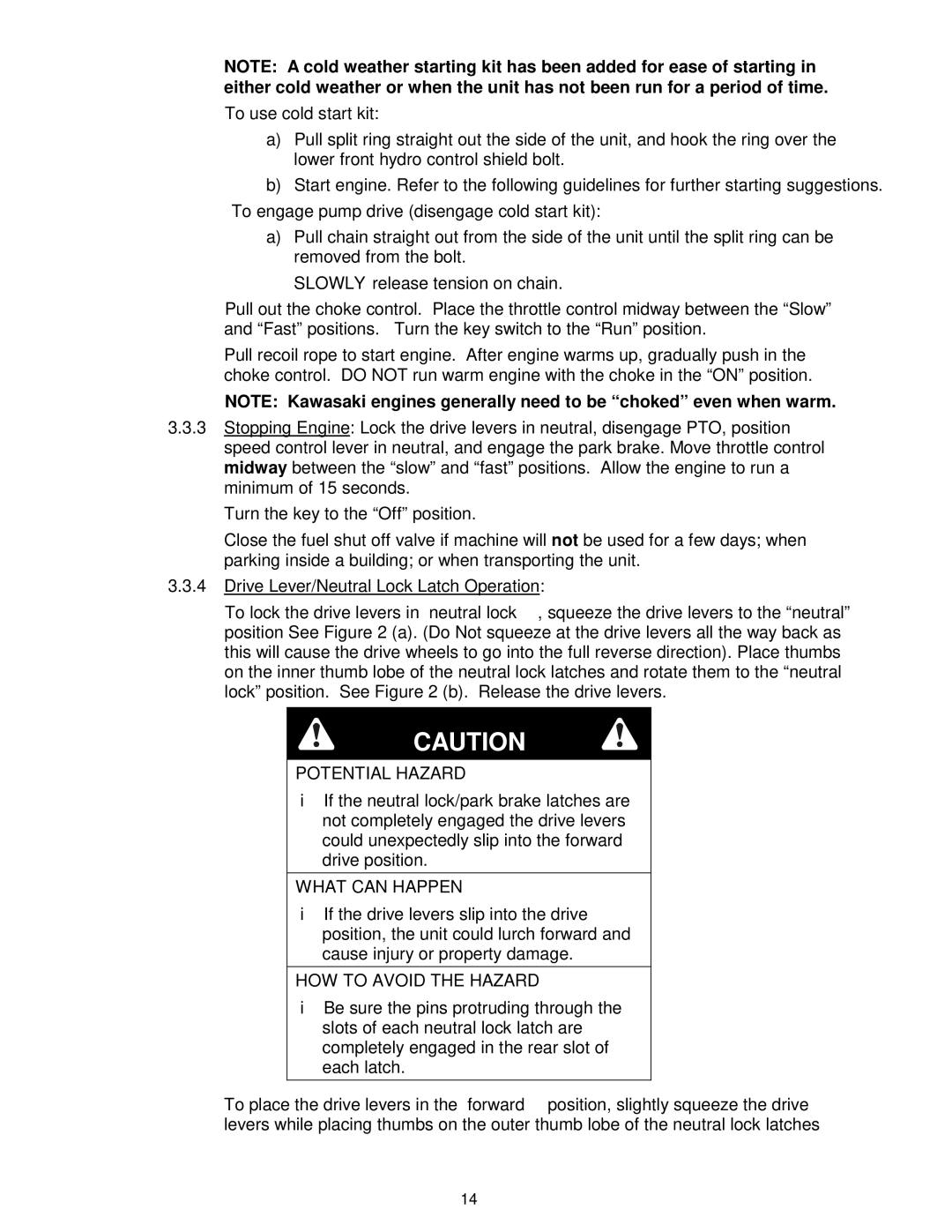 Exmark VH15KA362, VH15KA483 manual Potential Hazard 