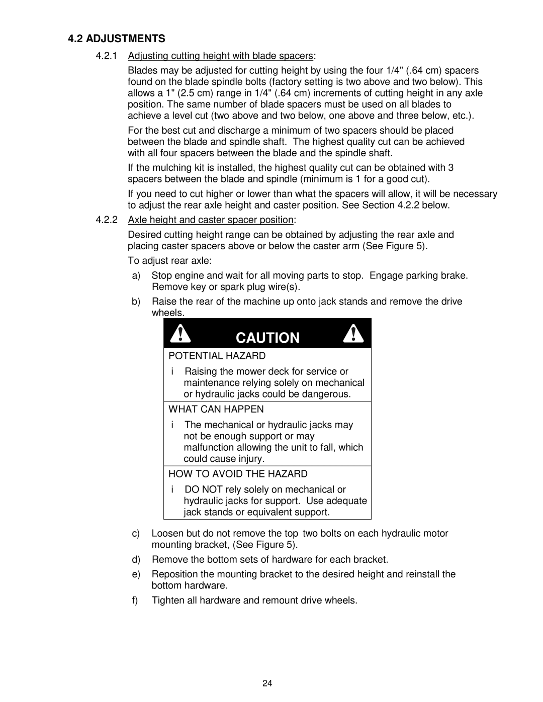 Exmark VH15KA362, VH15KA483 manual Adjustments 