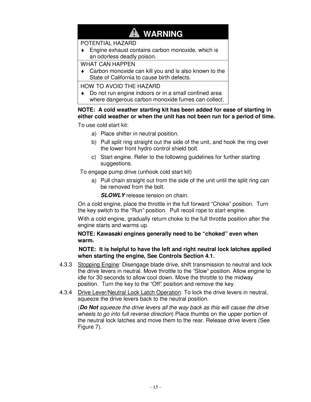 Exmark VH3615KA, Vh3615ka, Vh4815ka manual Potential Hazard 