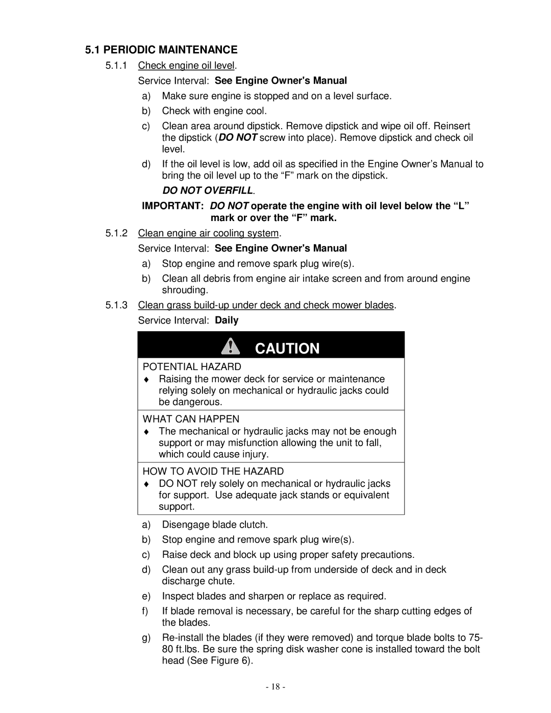 Exmark Vh3615ka, Vh4815ka, VH3615KA manual Periodic Maintenance, Do not Overfill 