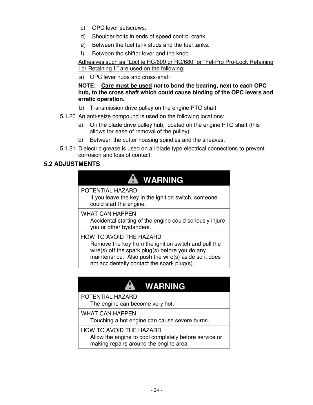 Exmark Vh3615ka, Vh4815ka, VH3615KA manual Adjustments 