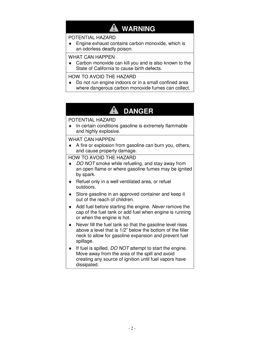 Exmark Vh3615ka, Vh4815ka, VH3615KA manual Potential Hazard 