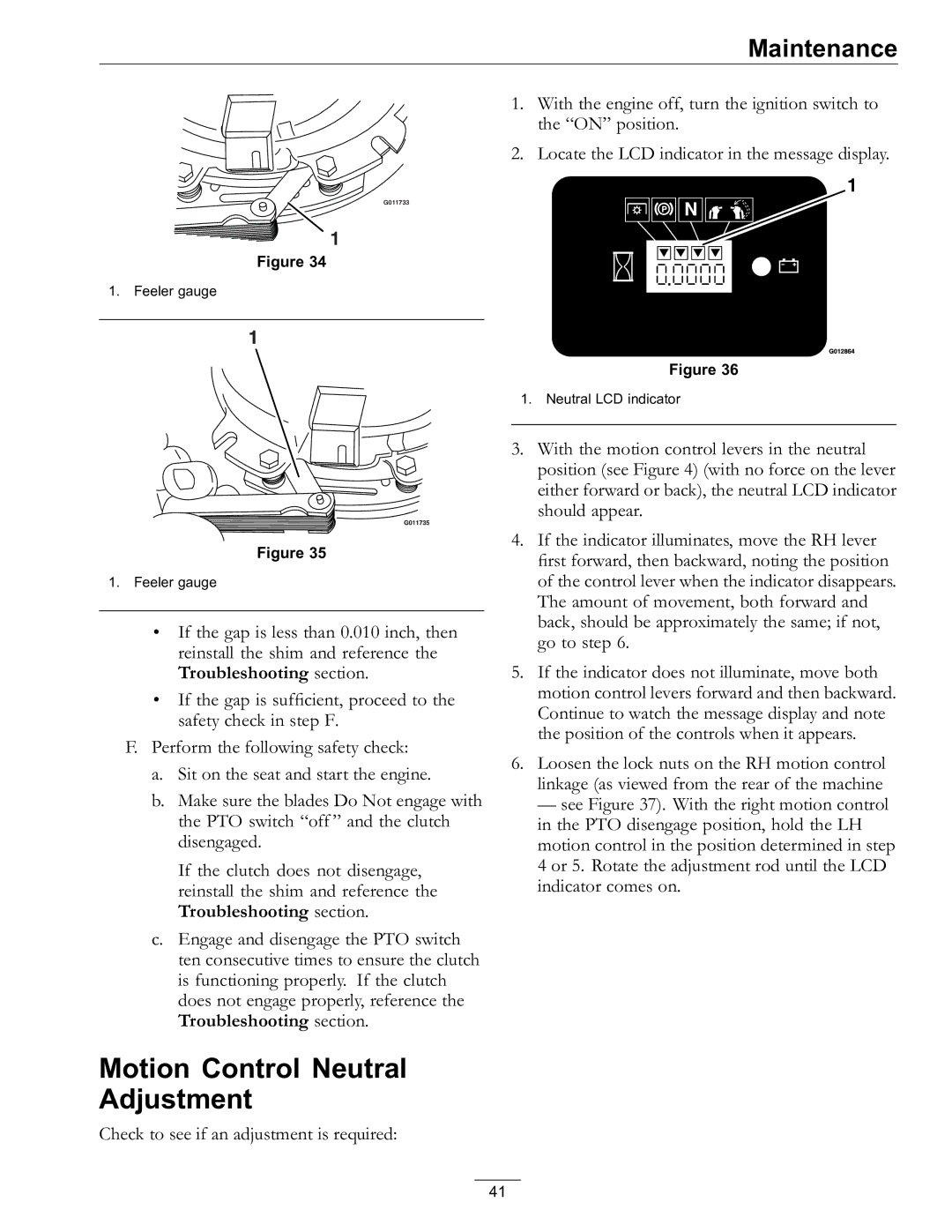 Exmark VT691KA524CA, VT691KA484CA, VT651KA484, VT730EKC524 manual Motion Control Neutral Adjustment 