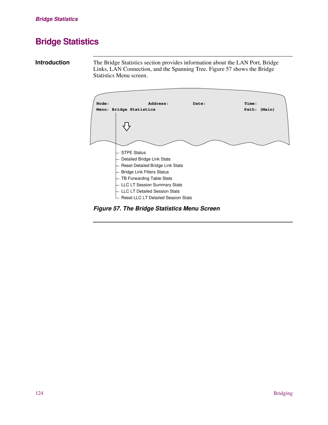 EXP Computer S200 manual Bridge Statistics, Statistics Menu screen 