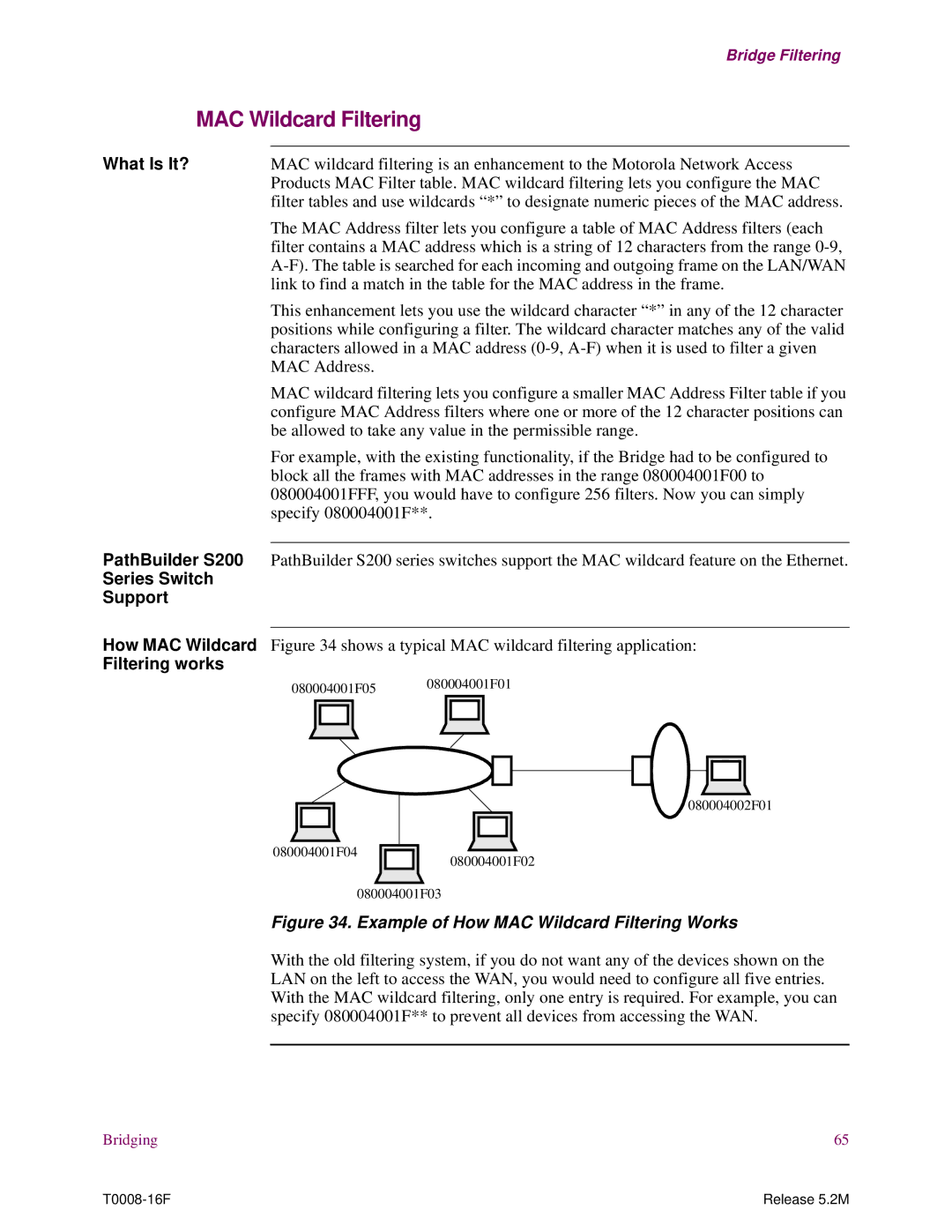 EXP Computer S200 manual MAC Wildcard Filtering, Series Switch Support, Filtering works 