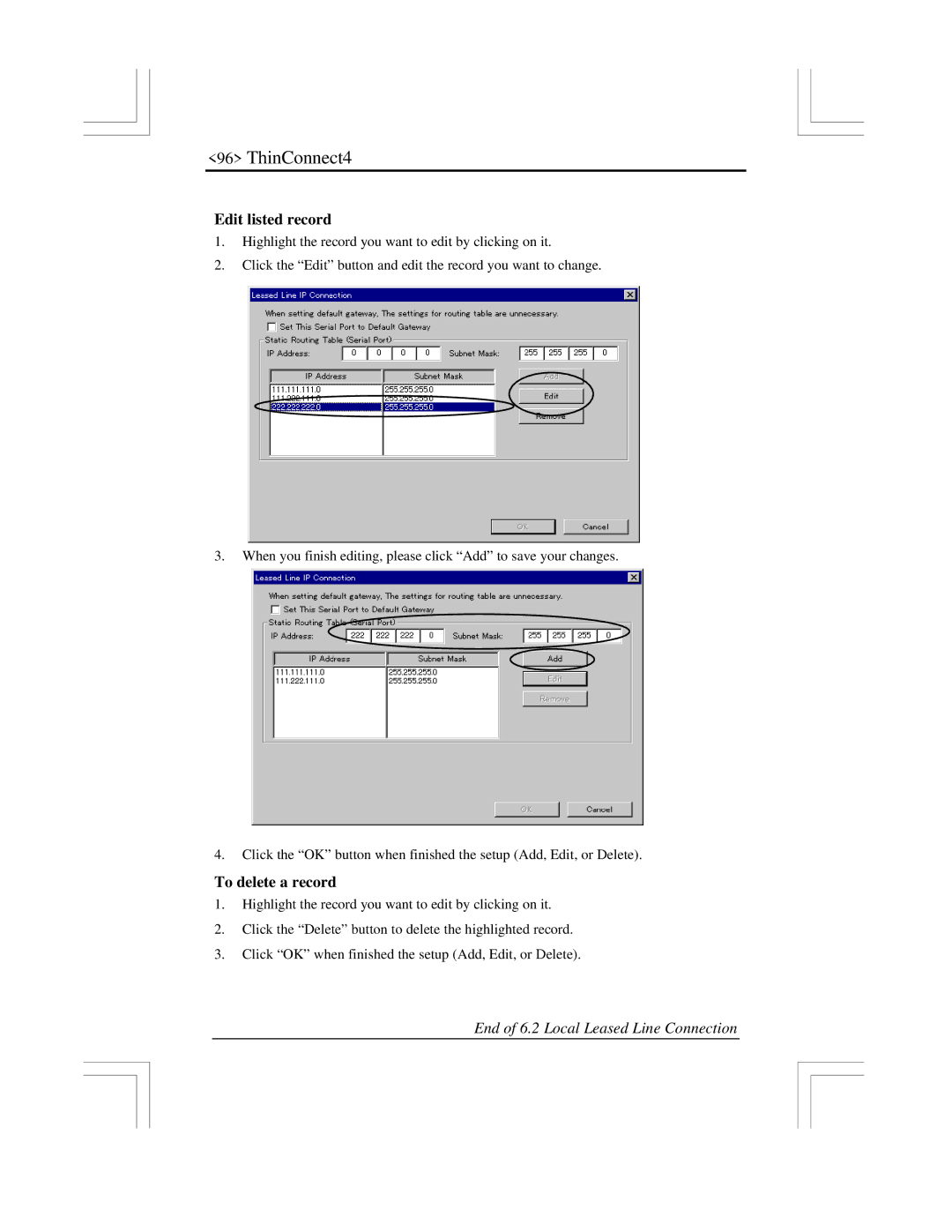 EXP Computer ThinConnect4 user manual End of 6.2 Local Leased Line Connection 