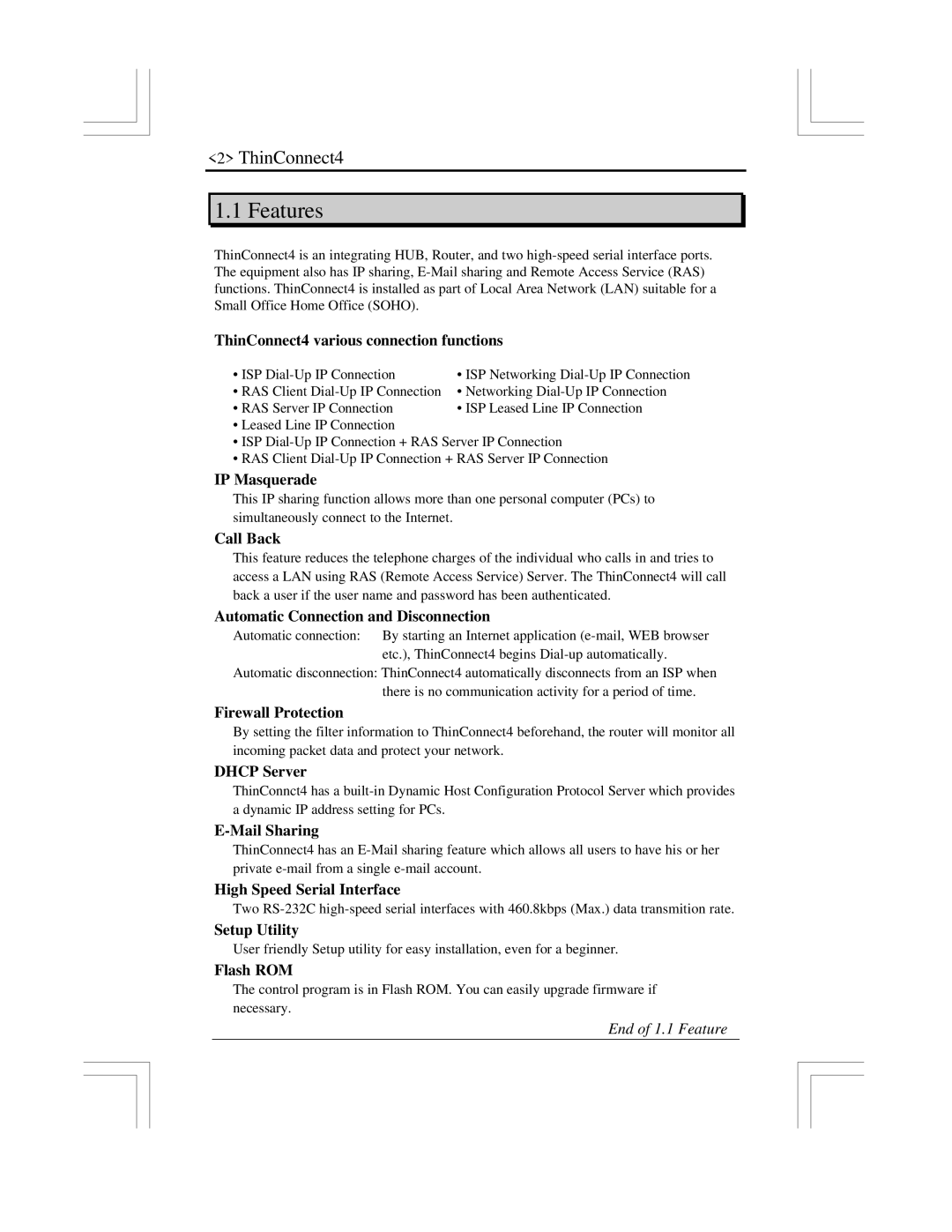 EXP Computer ThinConnect4 user manual Features 