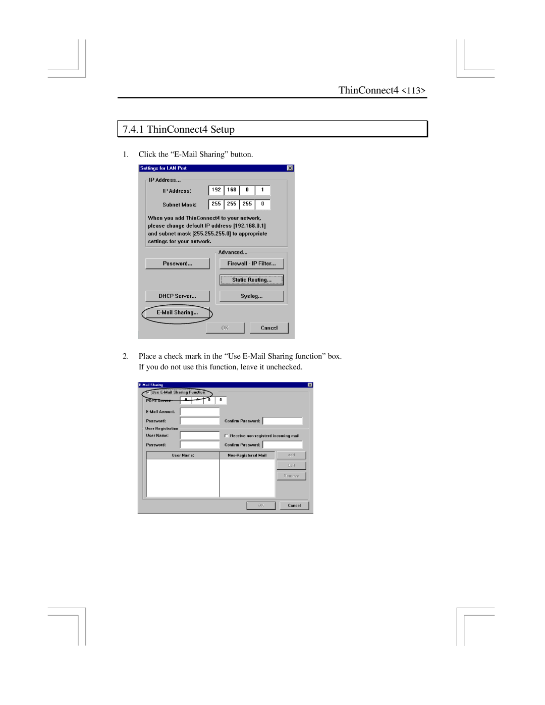 EXP Computer user manual ThinConnect4 ThinConnect4 Setup 