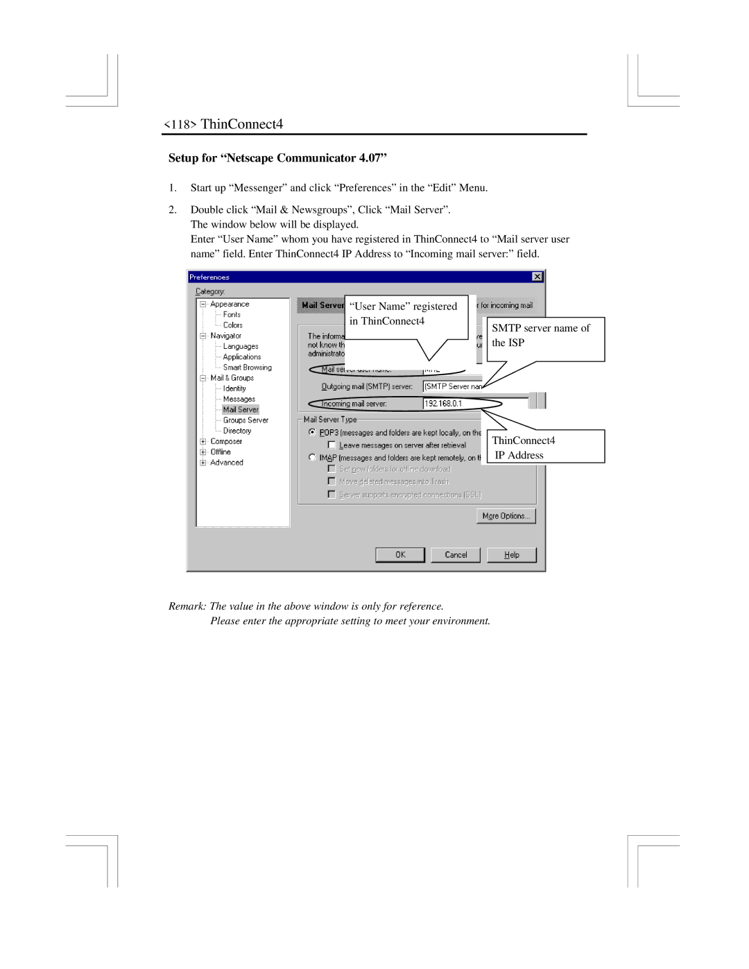 EXP Computer ThinConnect4 user manual Setup for Netscape Communicator 