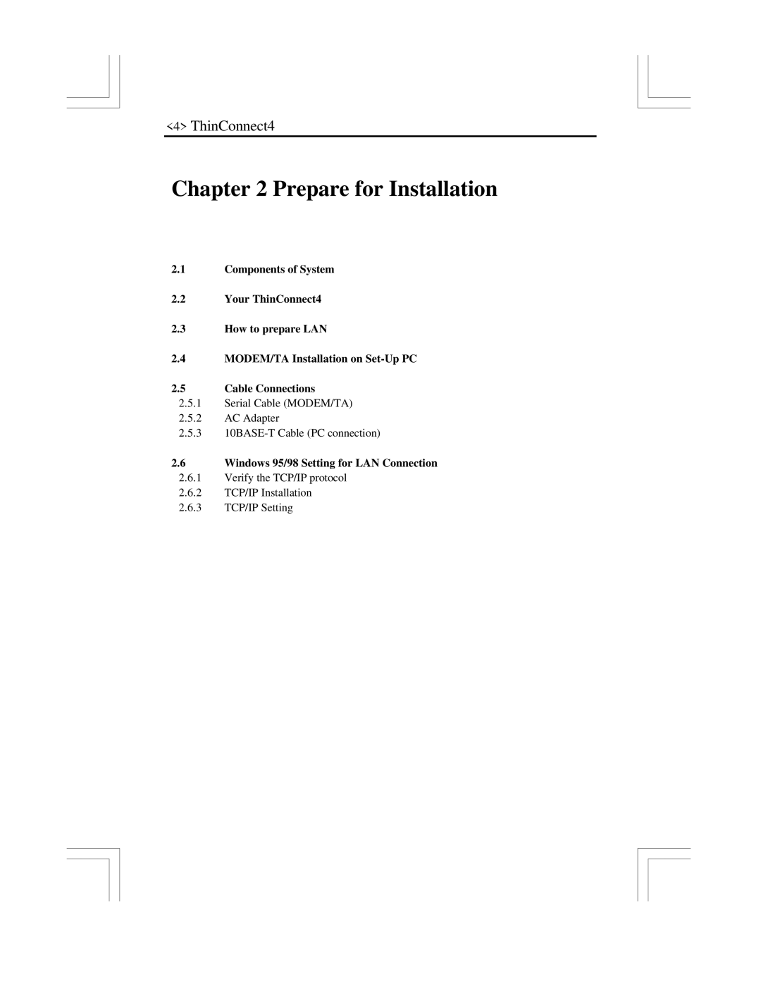 EXP Computer ThinConnect4 user manual Prepare for Installation, Windows 95/98 Setting for LAN Connection 