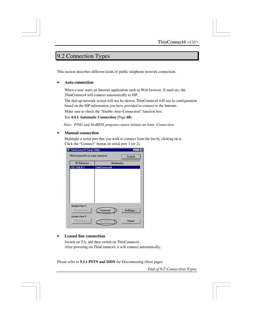 EXP Computer ThinConnect4 user manual Connection Types, ∙ Auto connection, ∙ Manual connection, ∙ Leased line connection 