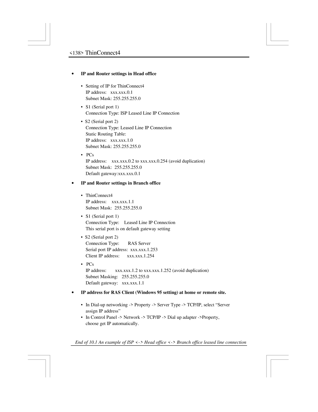 EXP Computer ThinConnect4 user manual ∙ IP and Router settings in Head office, ∙ IP and Router settings in Branch office 