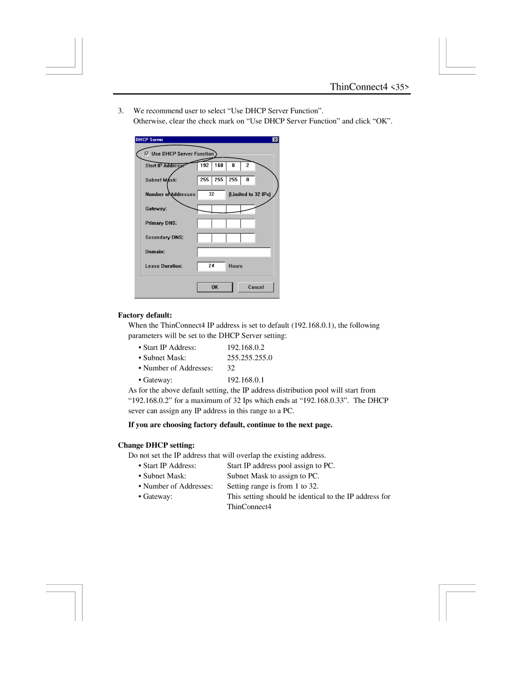 EXP Computer ThinConnect4 user manual Factory default 