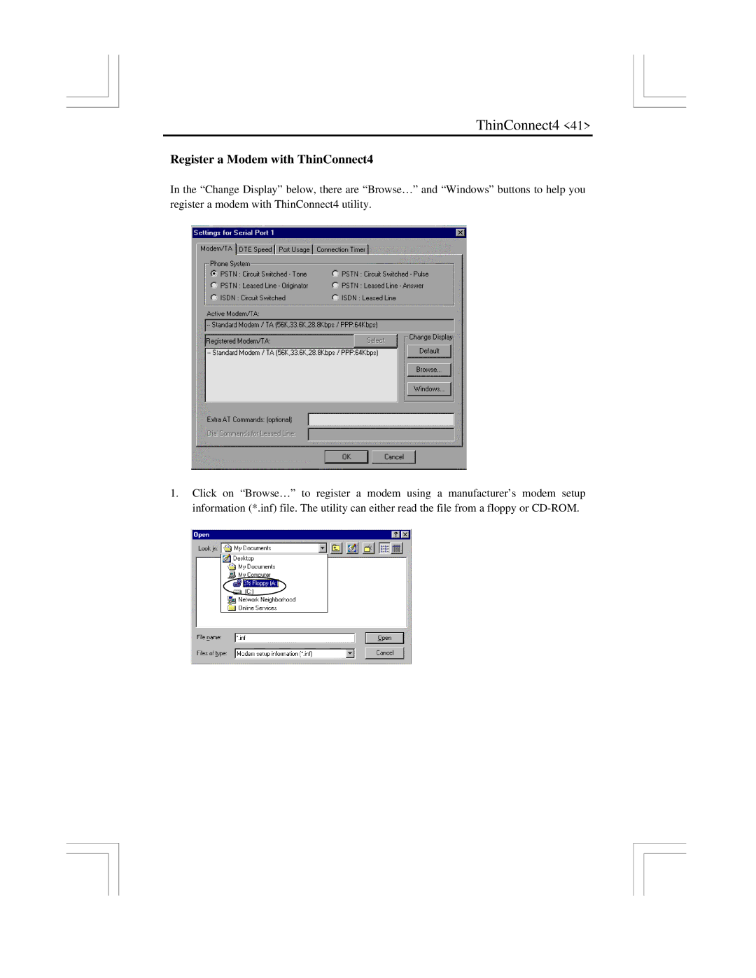 EXP Computer user manual Register a Modem with ThinConnect4 